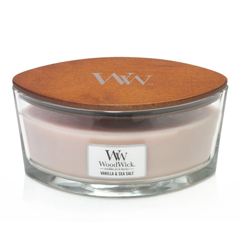 WoodWick Vanilla & Sea Salt Candle Crackles As It Burns Ellipse Hearthwick 76191 - SuperOffice