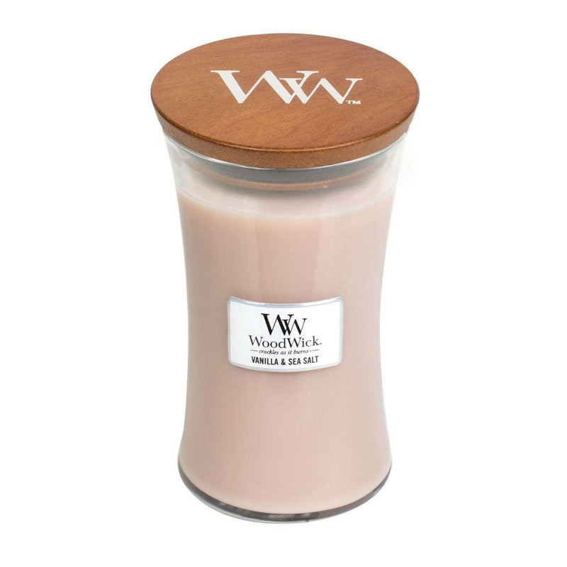 WoodWick Vanilla & Sea Salt Large Candle Crackles As It Burns 610G Hourglass 93191 - SuperOffice