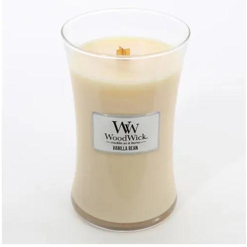WoodWick Vanilla Bean Large Candle Crackles As It Burns 610G Hourglass 93112 - SuperOffice