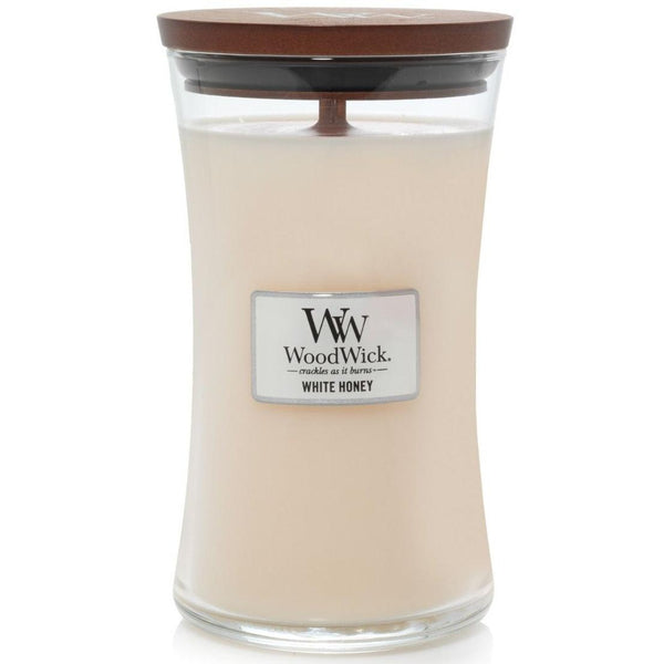 WoodWick White Honey Large Candle Crackles As It Burns 610G Hourglass 93026 - SuperOffice