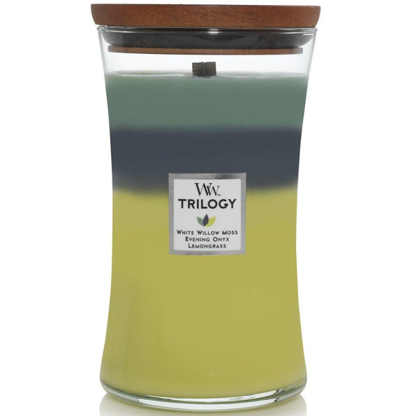 WoodWick Woodland Shade Trilogy Large Candle Crackles As It Burns 610G Hourglass 93966 - SuperOffice
