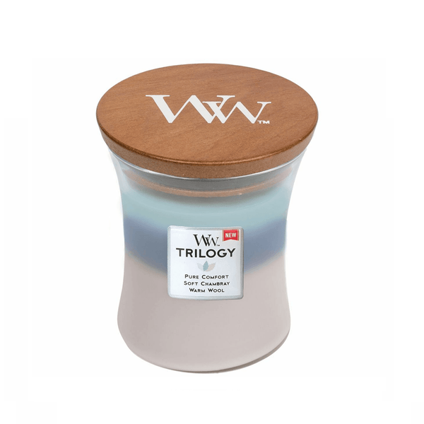 Woodwick Woven Comforts Trilogy Medium Candle Crackles As It Burns 275G Hourglass 92971 - SuperOffice