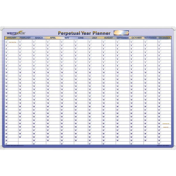 Writeraze Qc Perpetual Year Planner Any Year Whiteboard 700x1000mm 12800 - SuperOffice