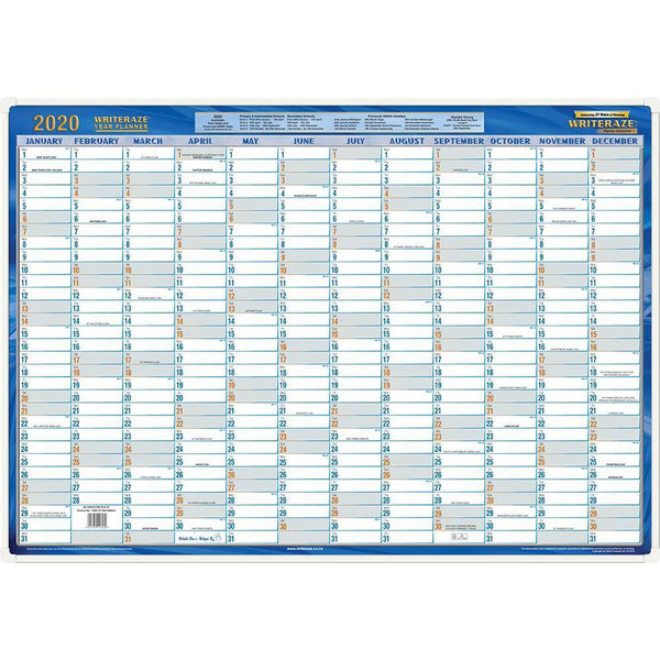 Writeraze Qc2 2020 Executive Year Planner Laminated Framed 700 X 1000Mm 11800-20 - SuperOffice