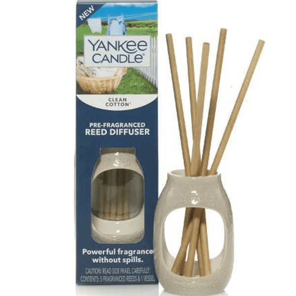 Yankee Candle Reed Diffuser Pre-Fragranced CLEAN COTTON Sticks Incense Kit Set 1609205 - SuperOffice
