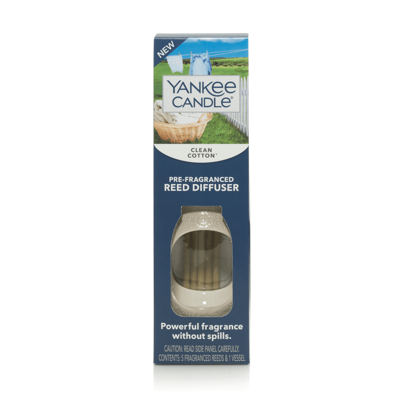 Yankee Candle Reed Diffuser Pre-Fragranced CLEAN COTTON Sticks Incense Kit Set 1609205 - SuperOffice