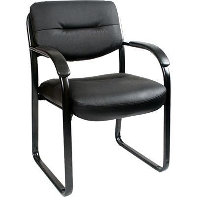 Ys Design Client Visitor Chair Medium Back Leather Black YS10B - SuperOffice