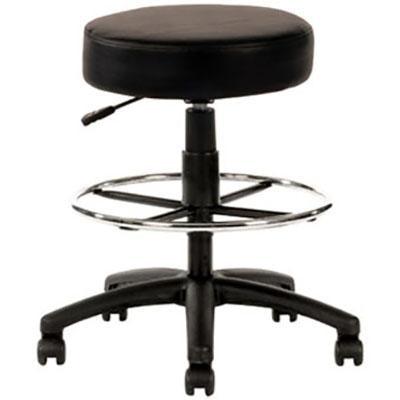 Ys Design Utility Stool With Drafting Ring Black Frame And Pu Cover YS119D-BLACK - SuperOffice