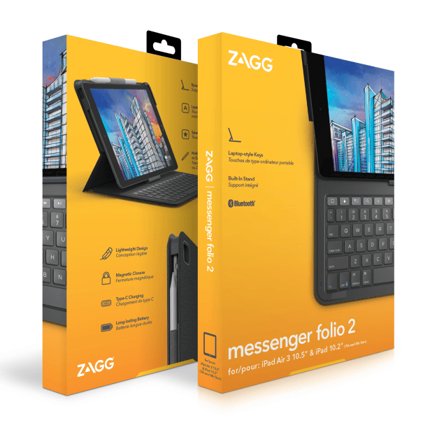 Zagg Messenger Keyboard Case Folio iPad Air 10.5" 3rd & 10.2" Generation 103007169 - SuperOffice
