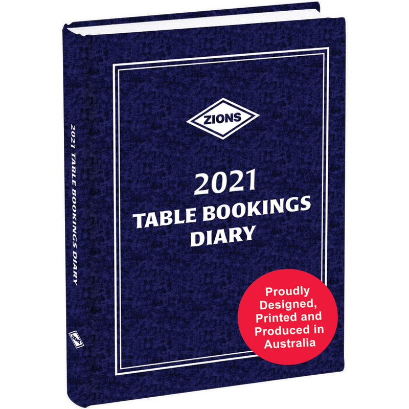 Zions 2021 Table Booking Diary 2-Page Per Day A4 TBD21 - SuperOffice