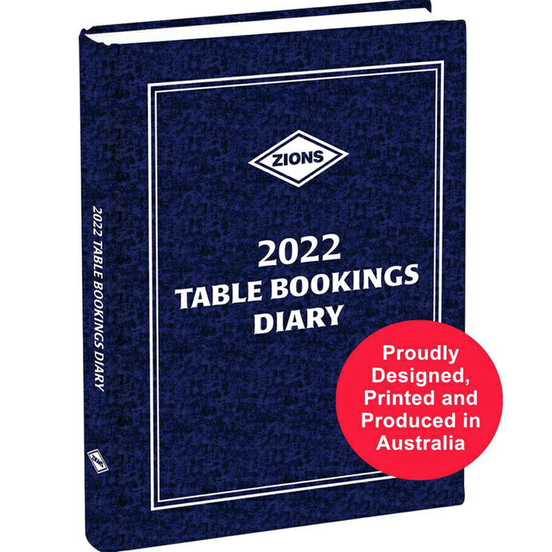 Zions 2022 Table Booking Diary 2-Page Per Day A4 Restaurant Cafe TBD22 - SuperOffice