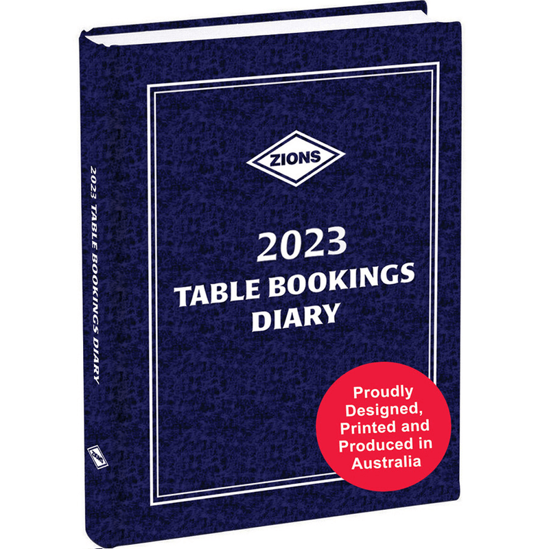 Zions 2023 Table Booking Diary 2-Page Per Day A4 Restaurant Cafe Book TBD23 - SuperOffice