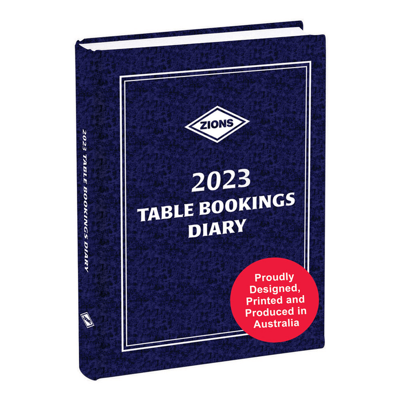 Zions 2023 Table Booking Diary 2-Page Per Day A4 Restaurant Cafe Book TBD23 - SuperOffice