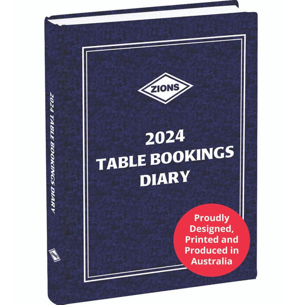Zions 2024 Table Booking Diary 2-Page Per Day A4 Restaurant Cafe Book TBD24 - SuperOffice