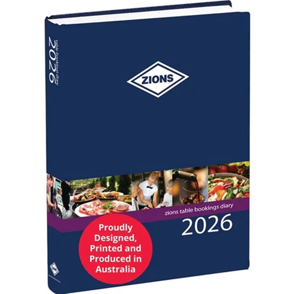 Zions 2026 Table Booking Diary Book 2-Page Per Day A4 Restaurant Cafe Z-TBD26 - SuperOffice